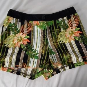 Tropical Print High Waisted Shorts
